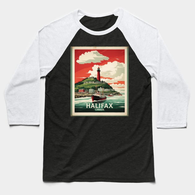 Halifax Nova Scotia Canada Vintage Poster Tourism Baseball T-Shirt by TravelersGems